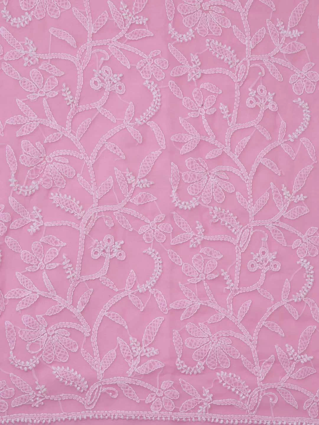 Ada Hand Embroidered Pink Georgette Lucknowi Chikankari Dupatta 01A218304