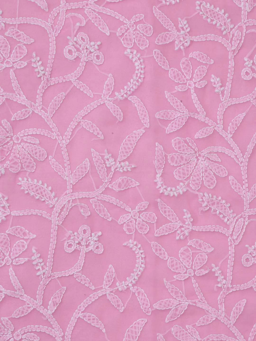 Ada Hand Embroidered Pink Georgette Lucknowi Chikankari Dupatta 01A218304