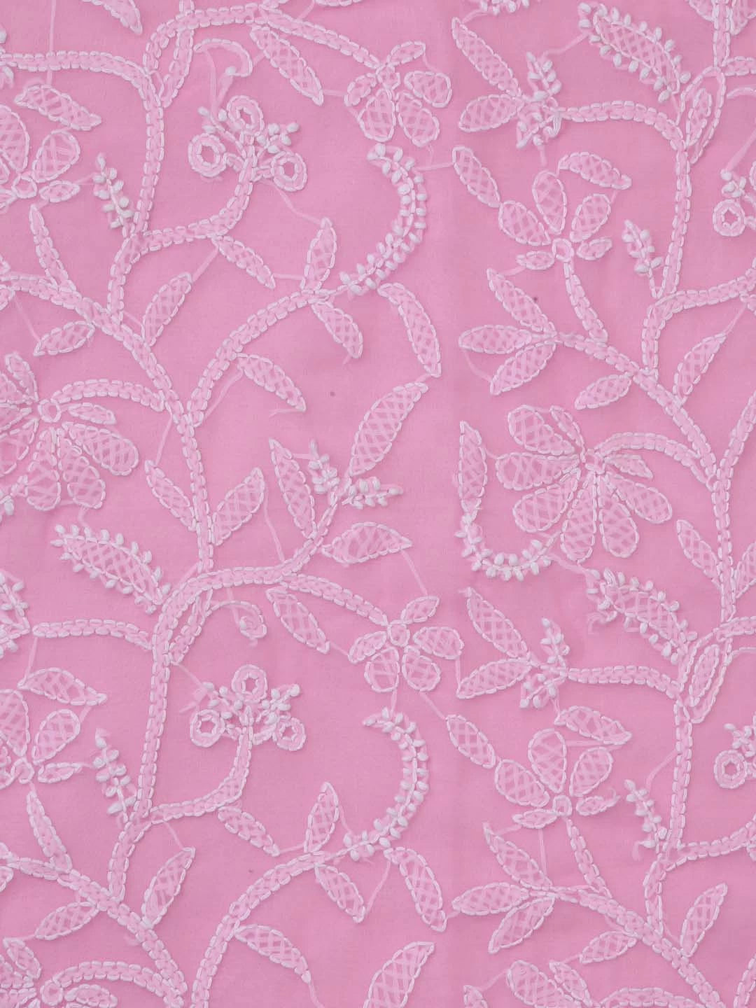 Ada Hand Embroidered Pink Georgette Lucknowi Chikankari Dupatta 01A218304
