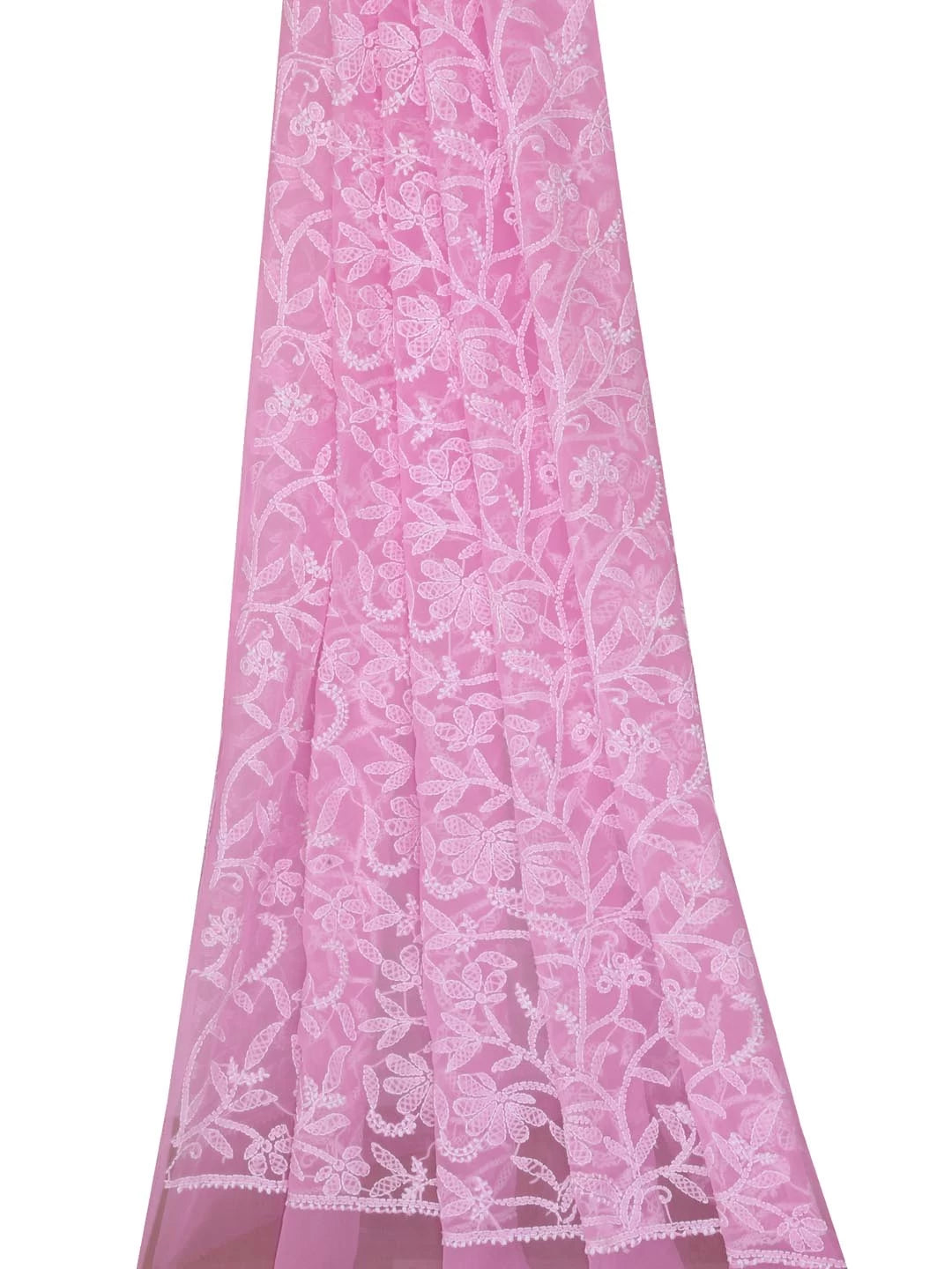 Ada Hand Embroidered Pink Georgette Lucknowi Chikankari Dupatta 01A218304