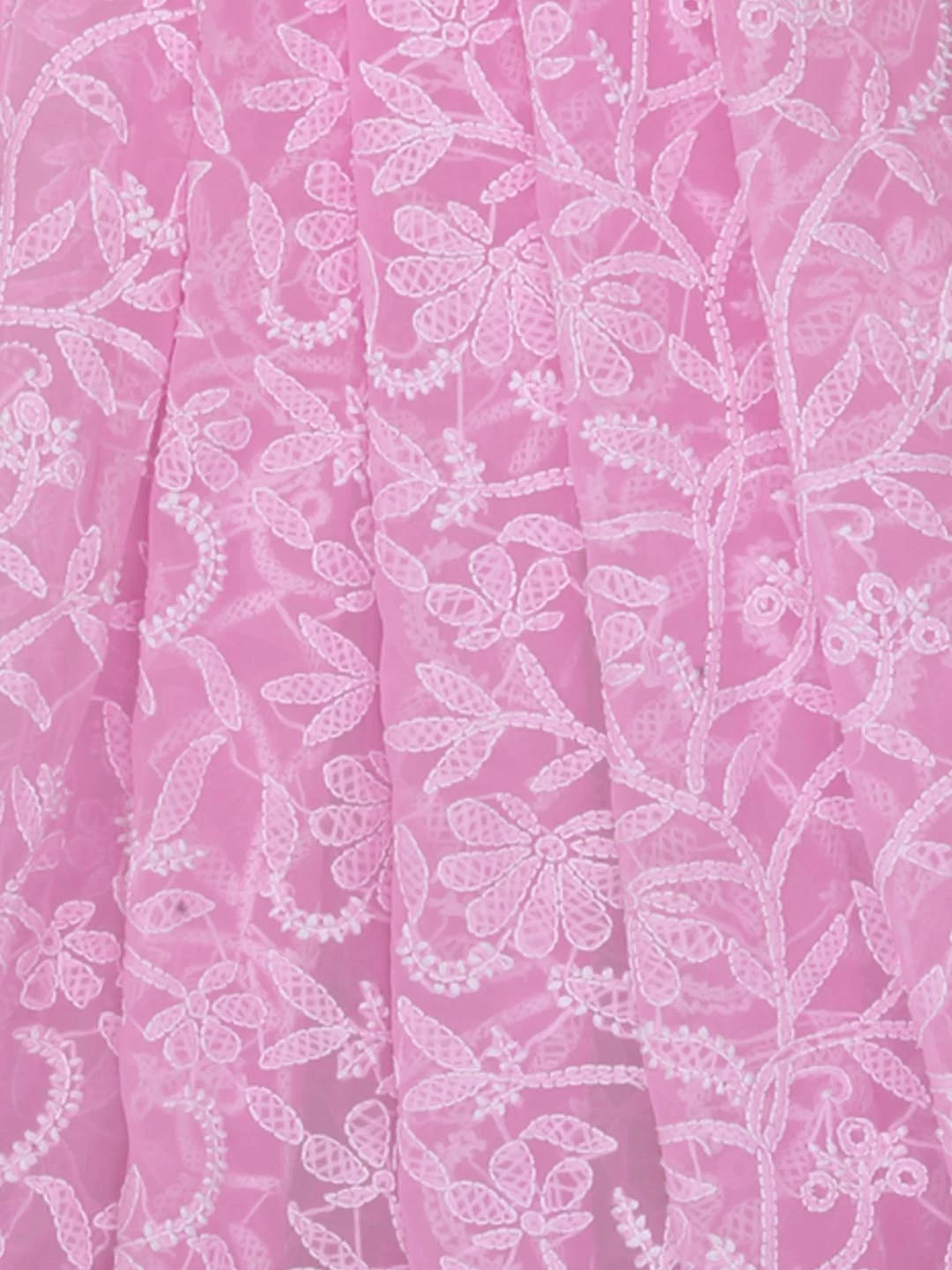 Ada Hand Embroidered Pink Georgette Lucknowi Chikankari Dupatta 01A218304
