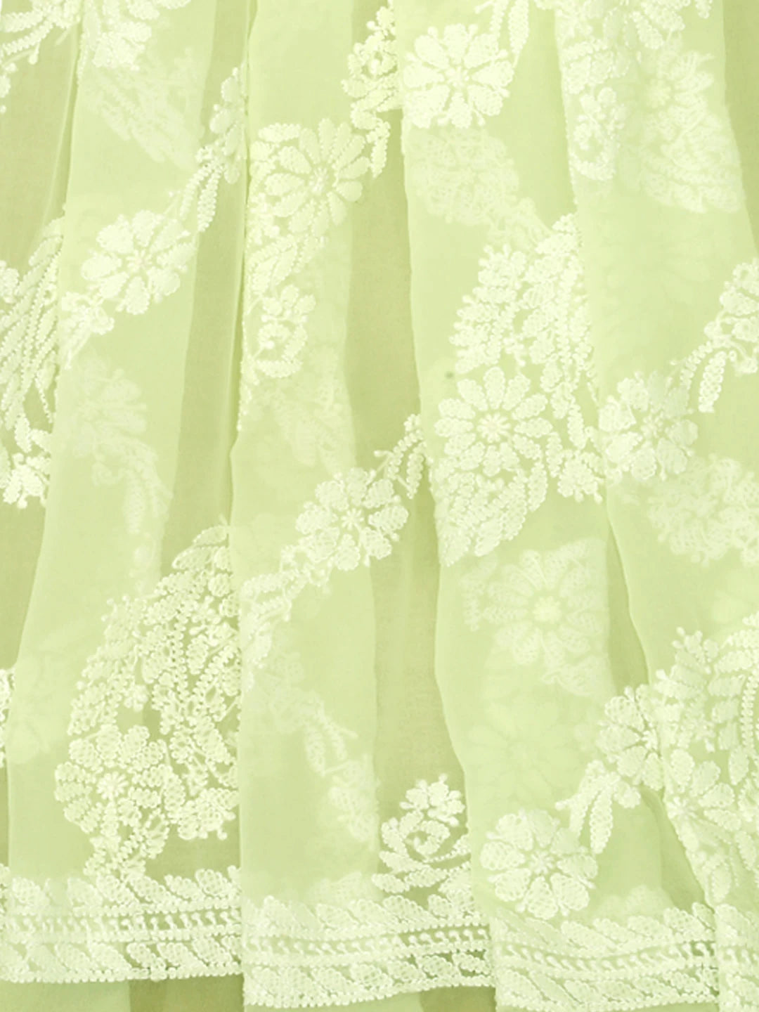 Ada Hand Embroidered Light Lemon Georgette Lucknowi Chikankari Dupatta 01A10375