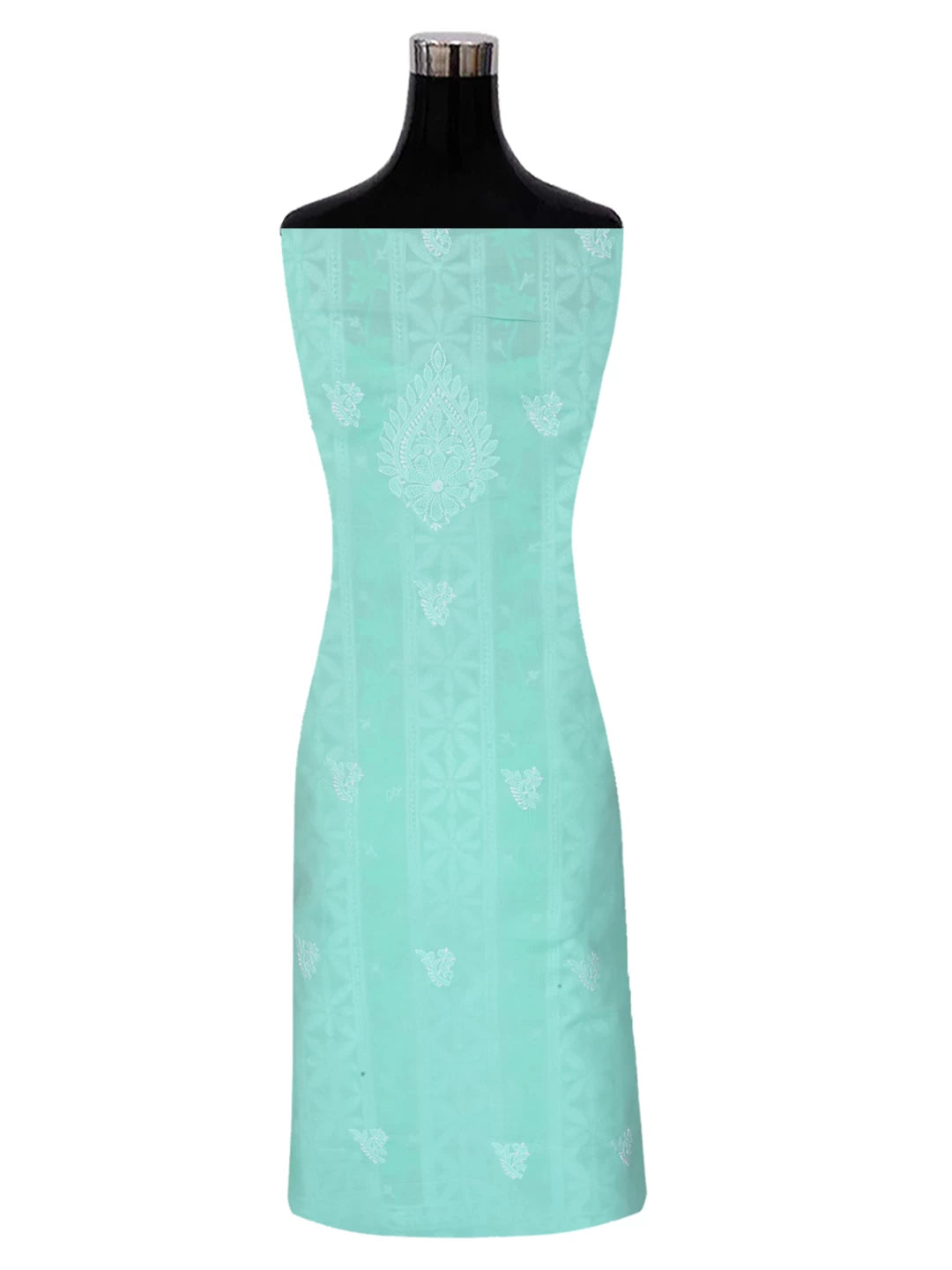 Ada Hand Embroidered Sea Green Cotton Lucknowi Chikankari Unstitched Kurta Piece 01A322899