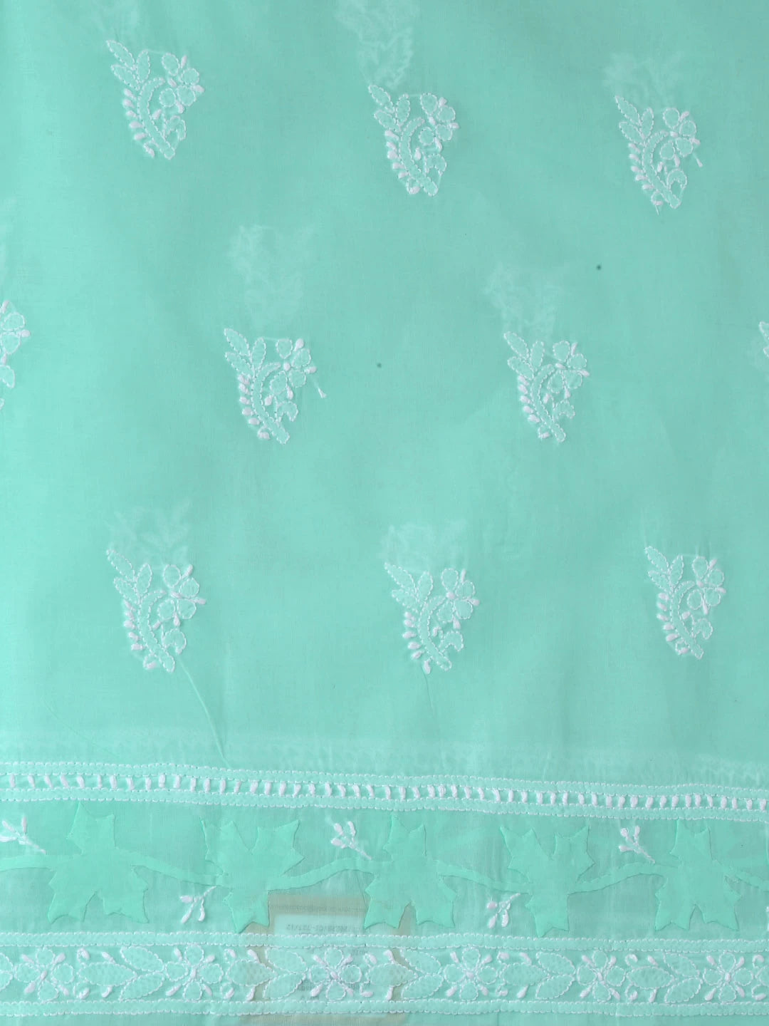 Ada Hand Embroidered Sea Green Cotton Lucknowi Chikankari Unstitched Kurta Piece 01A322899