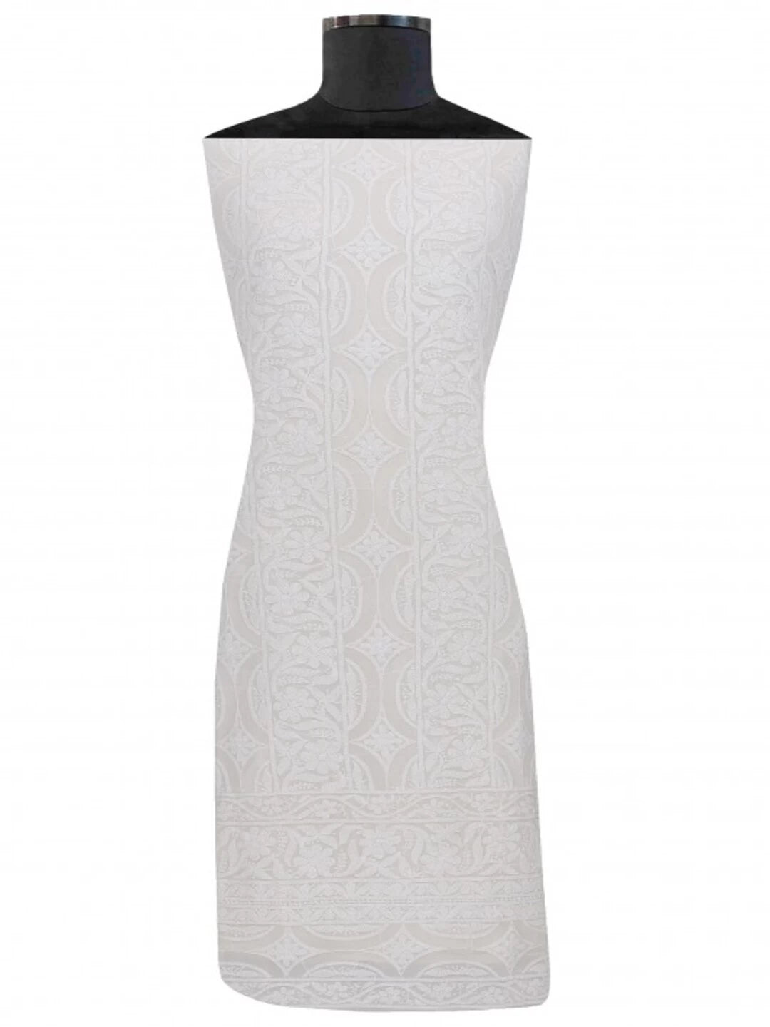 Ada Hand Embroidered White Georgette Lucknowi Chikankari Unstitched Kurta Piece A395519