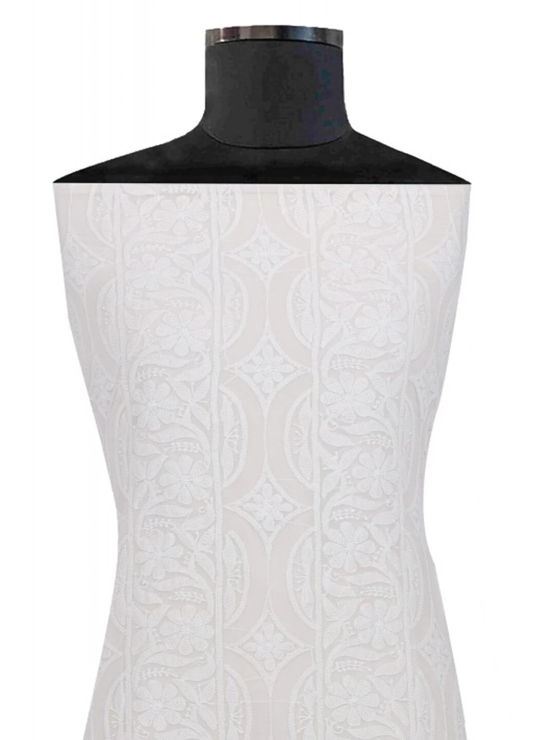 Ada Hand Embroidered White Georgette Lucknowi Chikankari Unstitched Kurta Piece A395519
