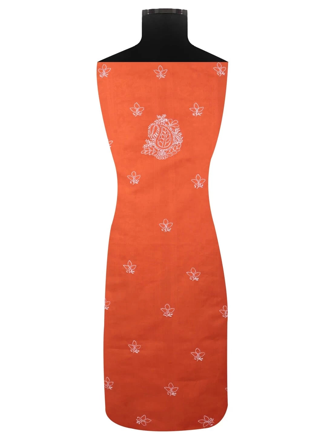 Ada Hand Embroidered Rust Cotton Lucknowi Chikankari Unstitched Kurta Piece 01A136311