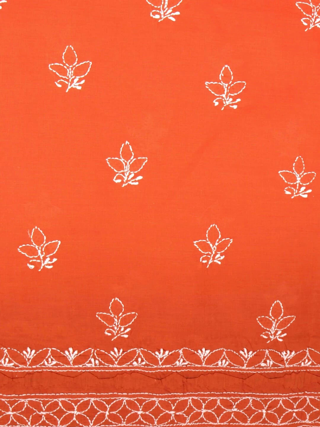 Ada Hand Embroidered Rust Cotton Lucknowi Chikankari Unstitched Kurta Piece 01A136311