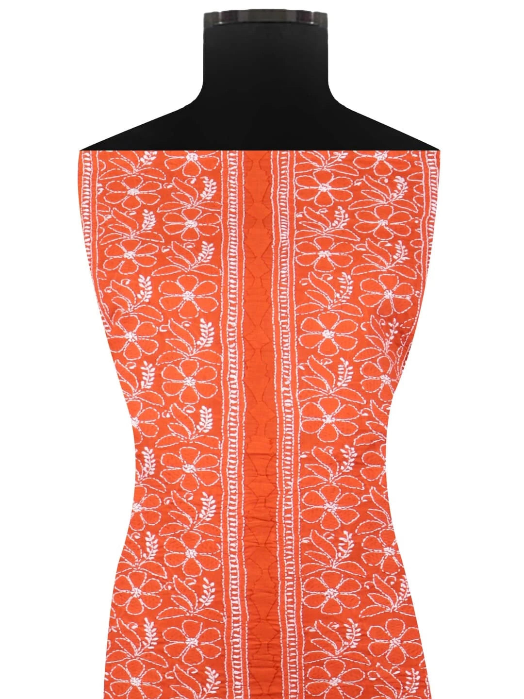 Ada Hand Embroidered Rust Cotton Lucknowi Chikankari Unstitched Kurta Piece 01A136311