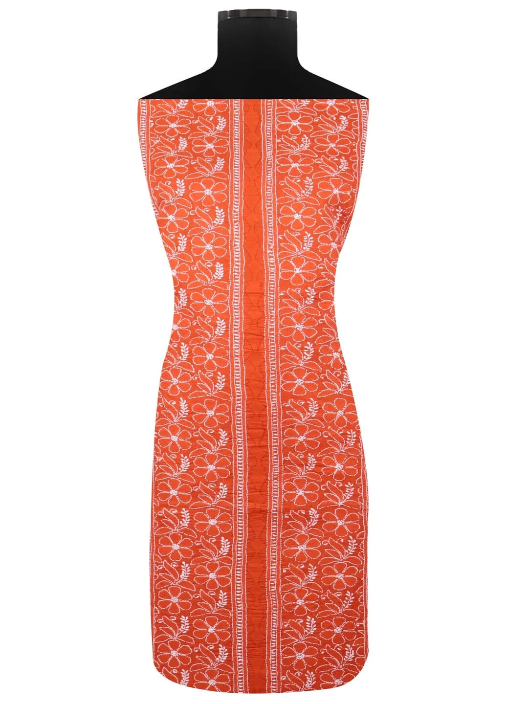 Ada Hand Embroidered Rust Cotton Lucknowi Chikankari Unstitched Kurta Piece 01A136311