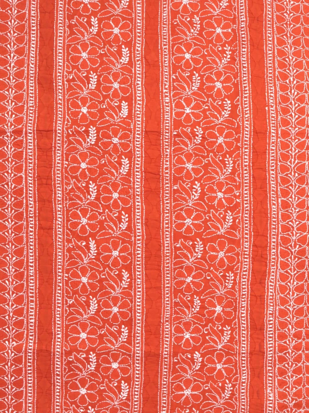 Ada Hand Embroidered Rust Cotton Lucknowi Chikankari Unstitched Kurta Piece 01A136311