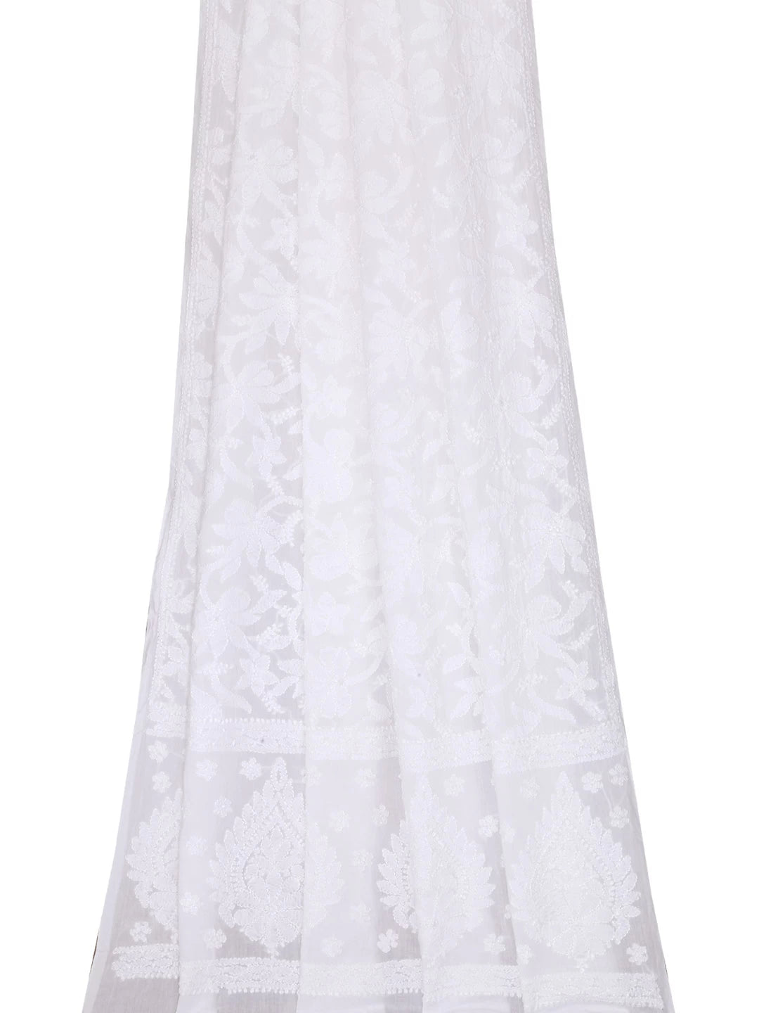 Ada Hand Embroidered White Cotton Lucknowi Chikankari Dupatta 01A304148