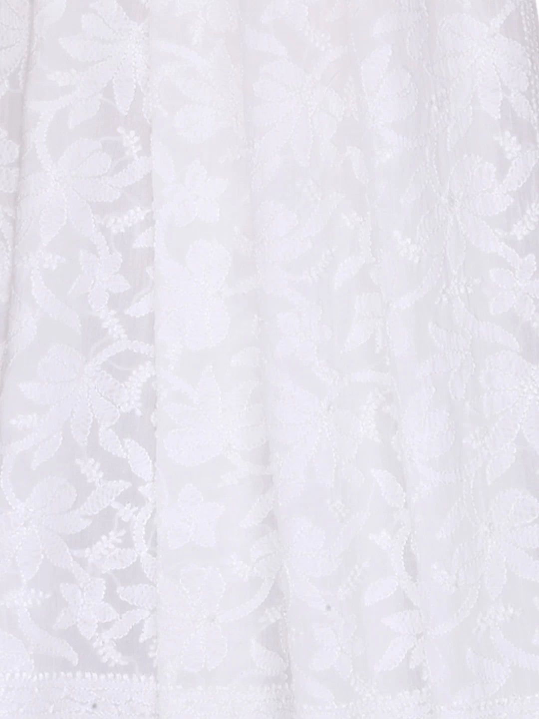 Ada Hand Embroidered White Cotton Lucknowi Chikankari Dupatta 01A304148