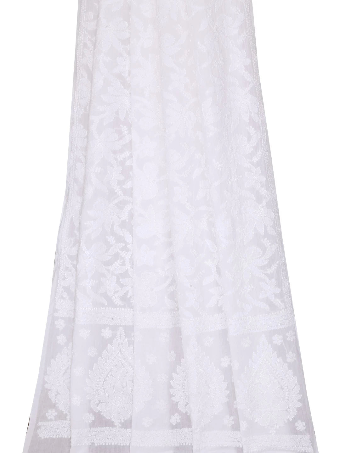 Ada Hand Embroidered White Cotton Lucknowi Chikankari Dupatta 01A304148