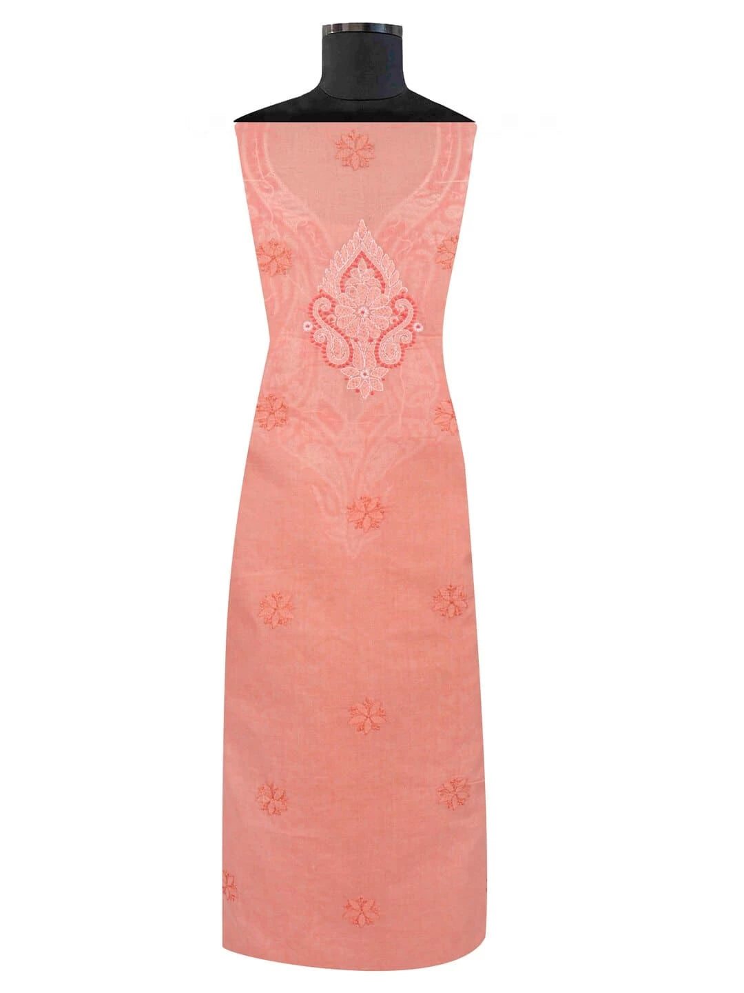Ada Hand Embroidered Peach Cotton Lucknowi Chikankari Unstitched Kurta Piece 01A215003