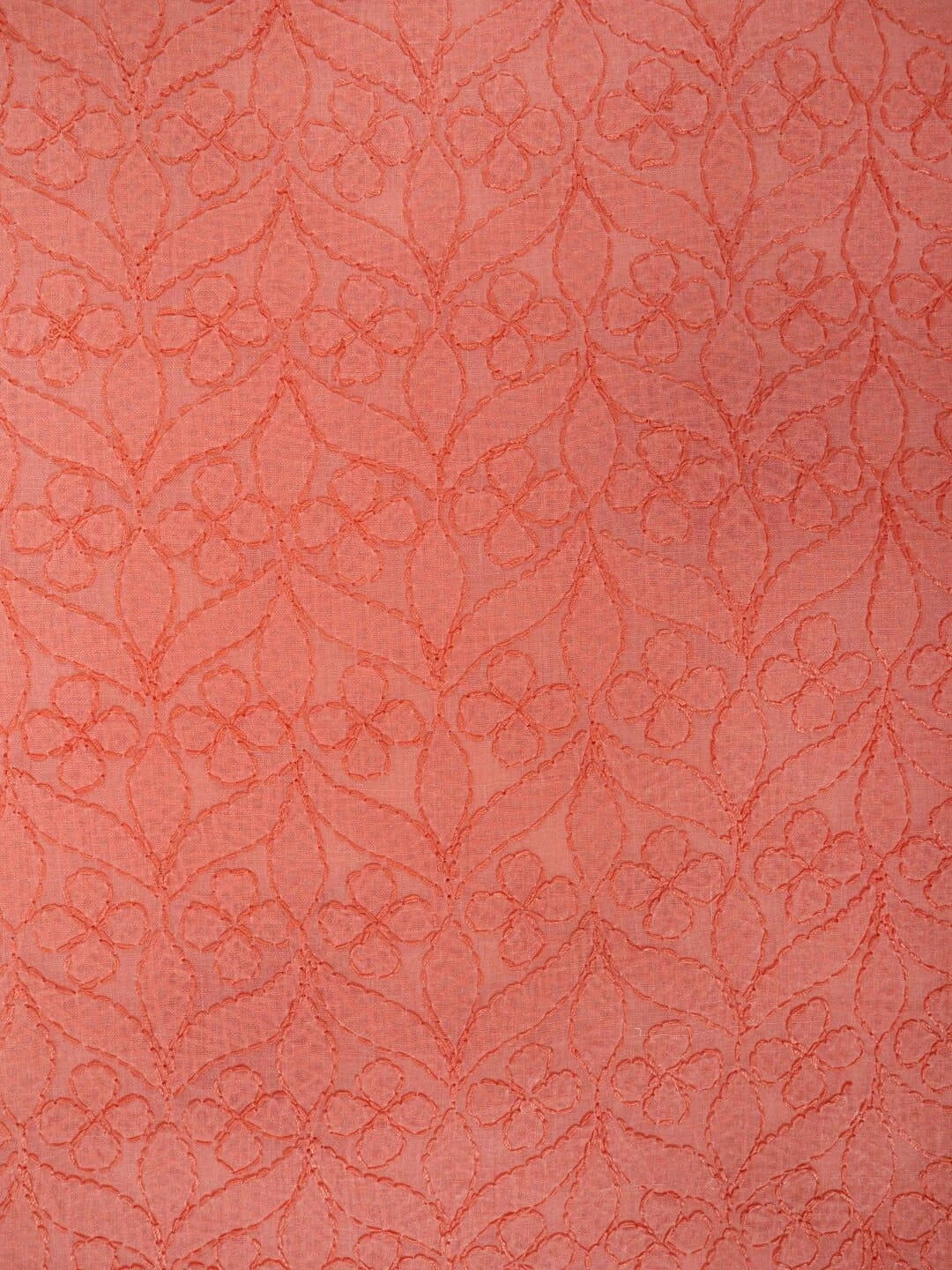 Ada Hand Embroidered Peach Cotton Lucknowi Chikankari Unstitched Kurta Piece 01A215003