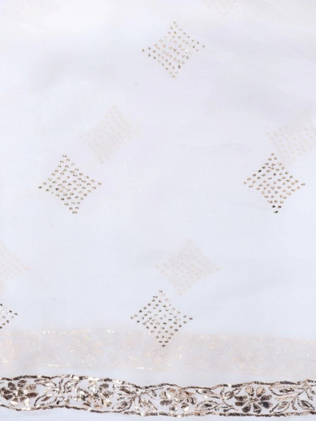 Ada Hand Embroidered White Georgette Lucknowi Chikankari Unstitched Kurta Piece With Muqaish Work 01A128041