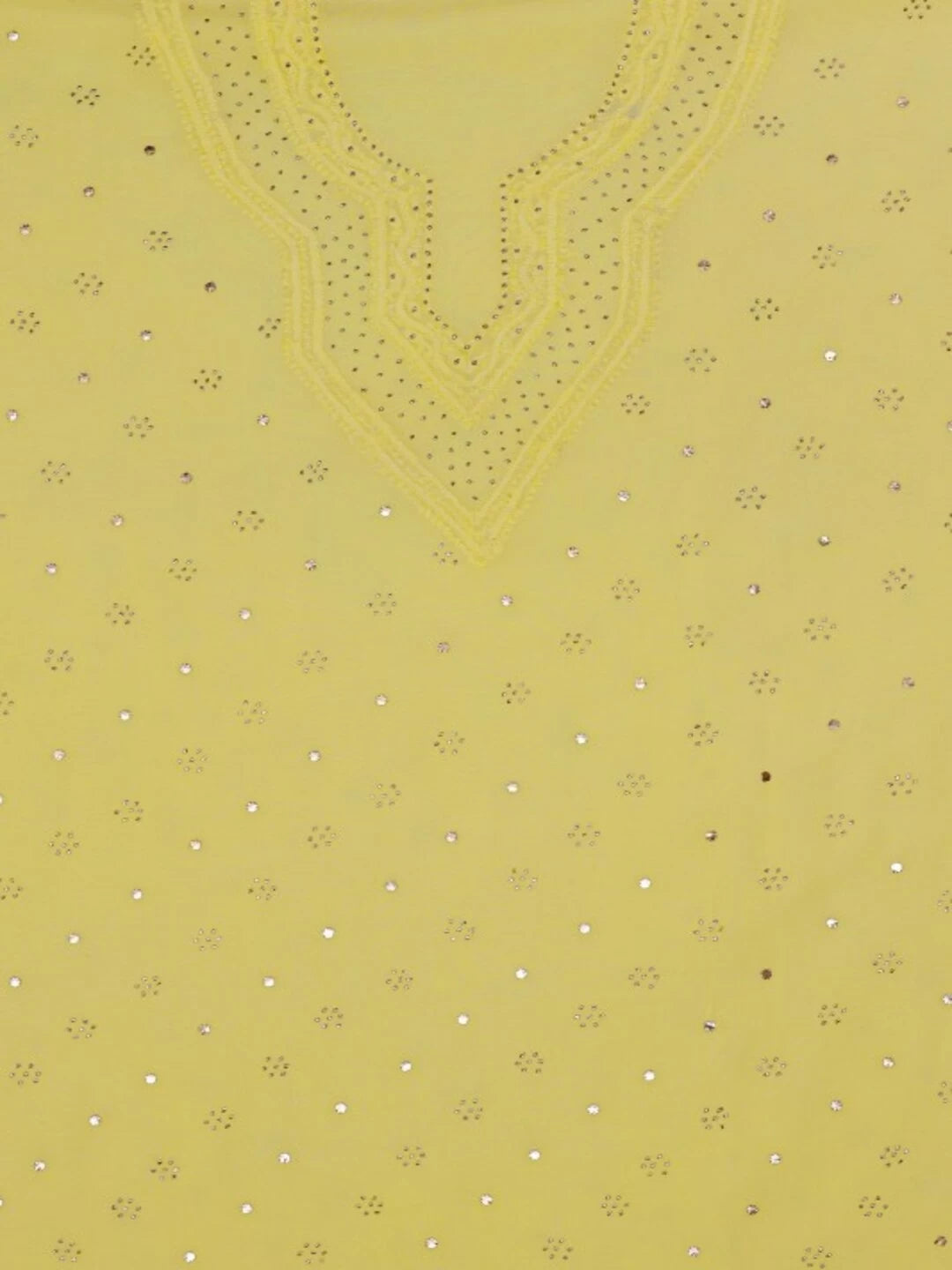 Ada Hand Embroidered Lemon Georgette Lucknowi Chikankari Unstitched Kurta Piece With Muqaish Work A321169