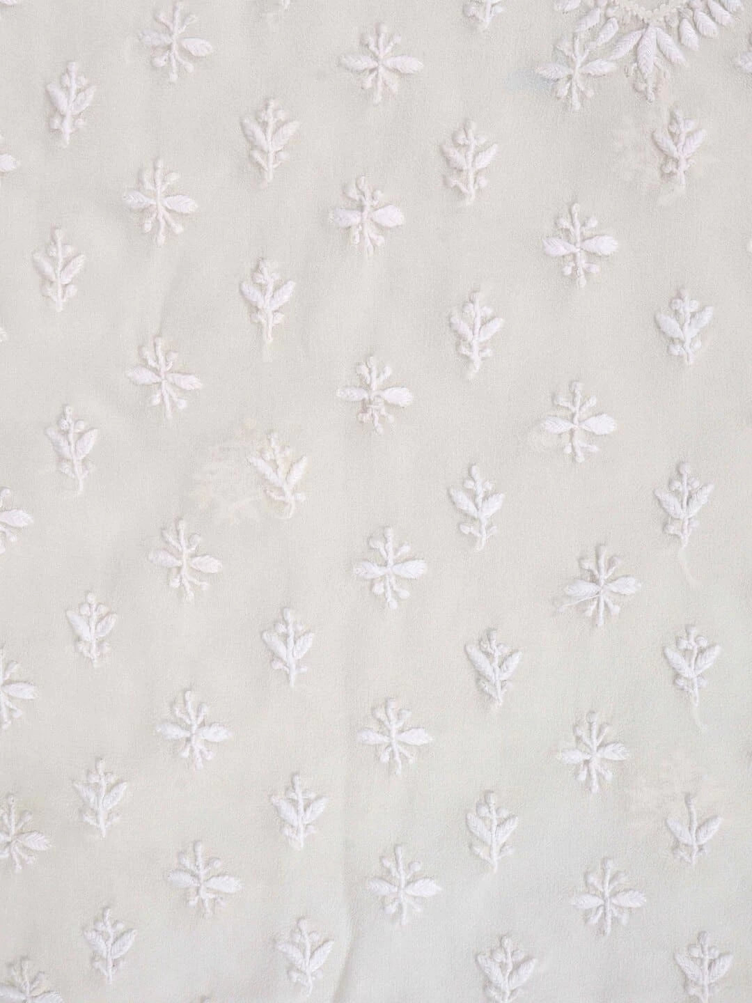 Ada Hand Embroidered White Pure Georgette Lucknowi Chikankari Unstitched Kurta Piece A445437