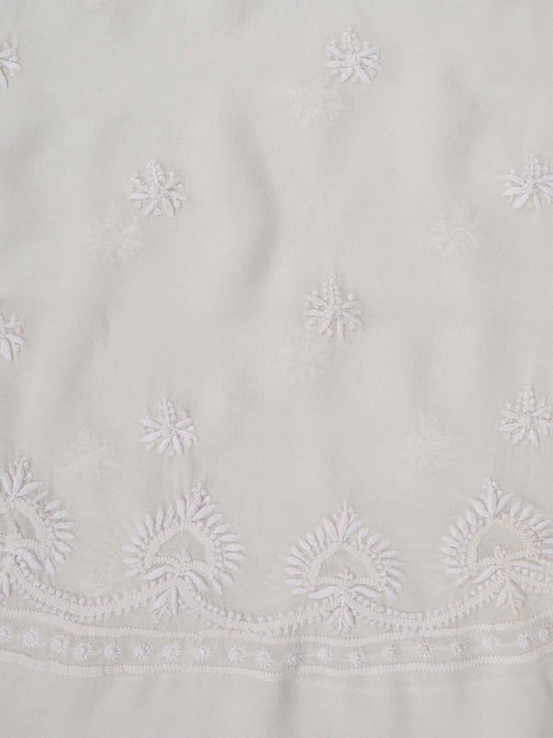 Ada Hand Embroidered White Pure Georgette Lucknowi Chikankari Unstitched Kurta Piece A445437