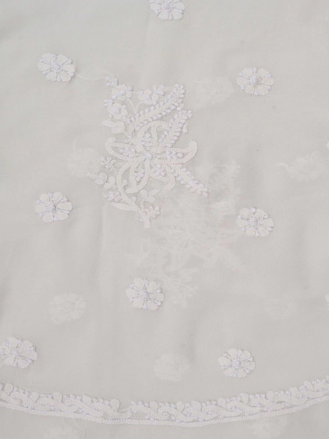 Ada Hand Embroidered White Pure Georgette Lucknowi Chikankari Unstitched Kurta Piece A477170