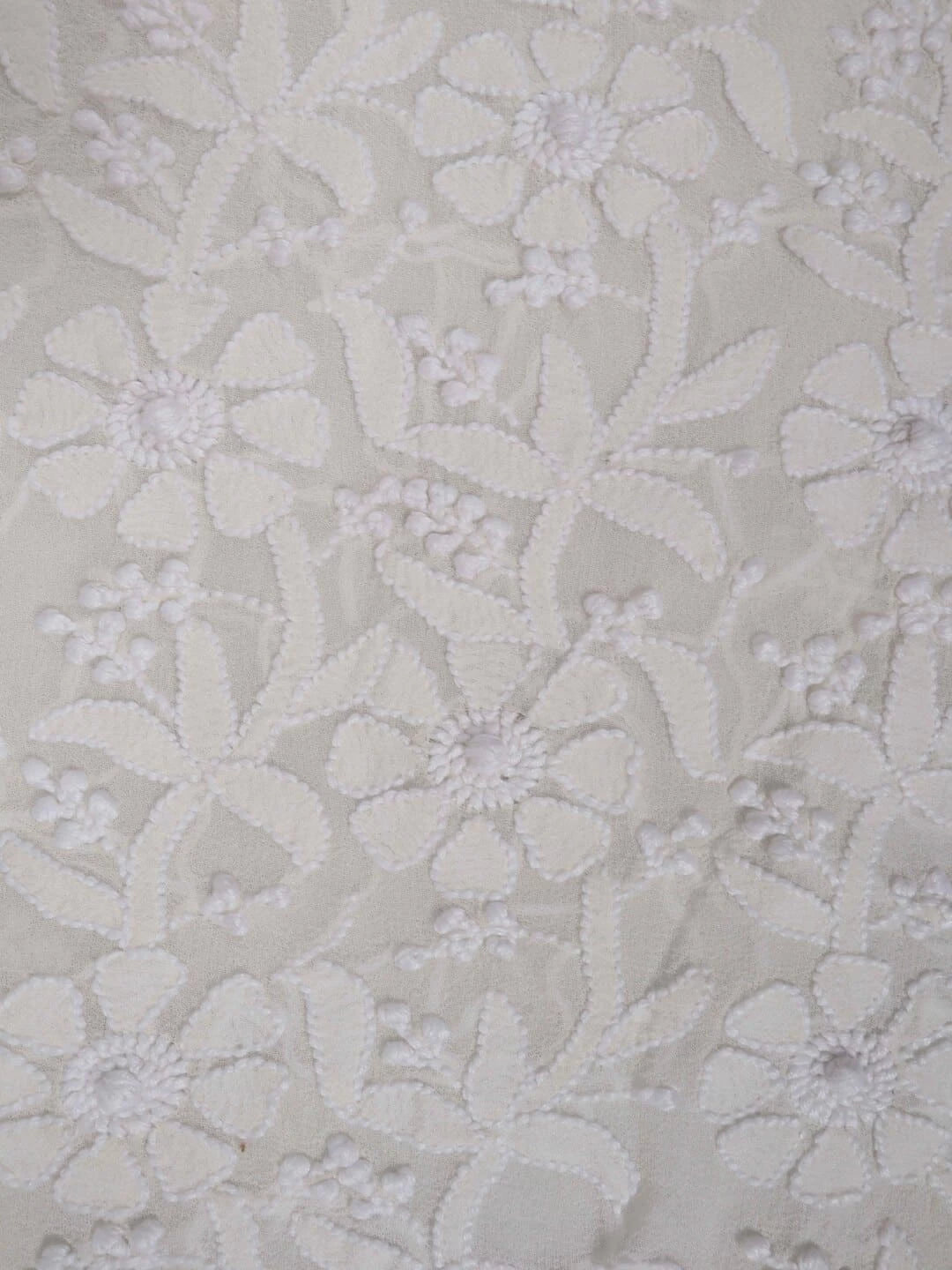 Ada Hand Embroidered White Pure Georgette Lucknowi Chikankari Unstitched Kurta Piece A477170
