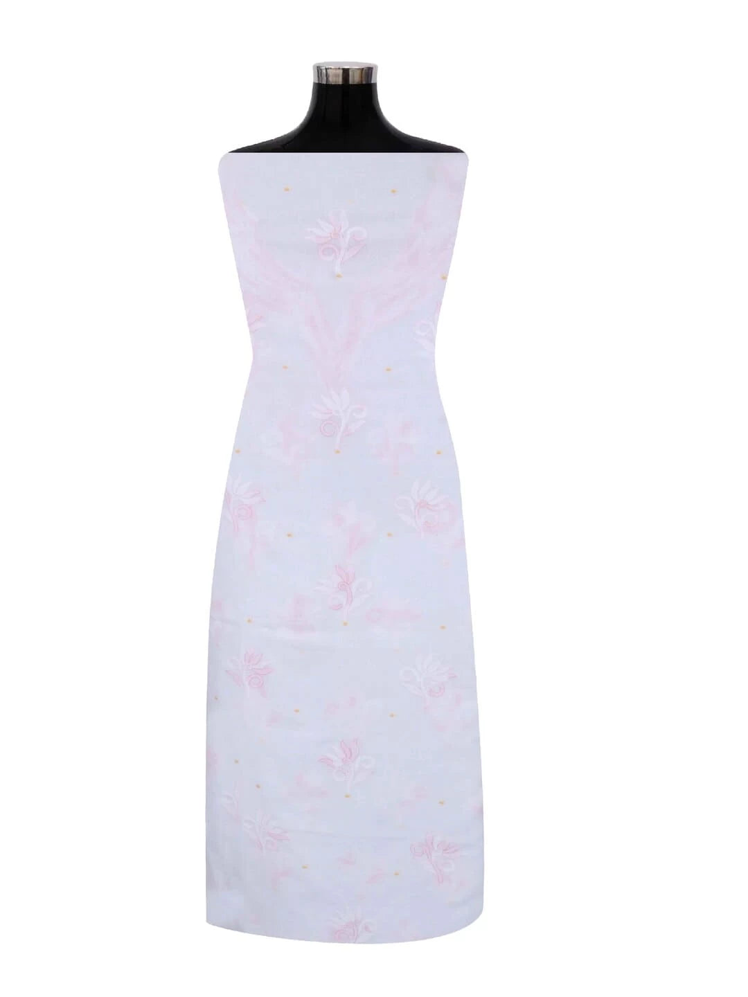 Ada Hand Embroidered White Cotton Lucknowi Chikankari Unstitched Kurta Piece A101197