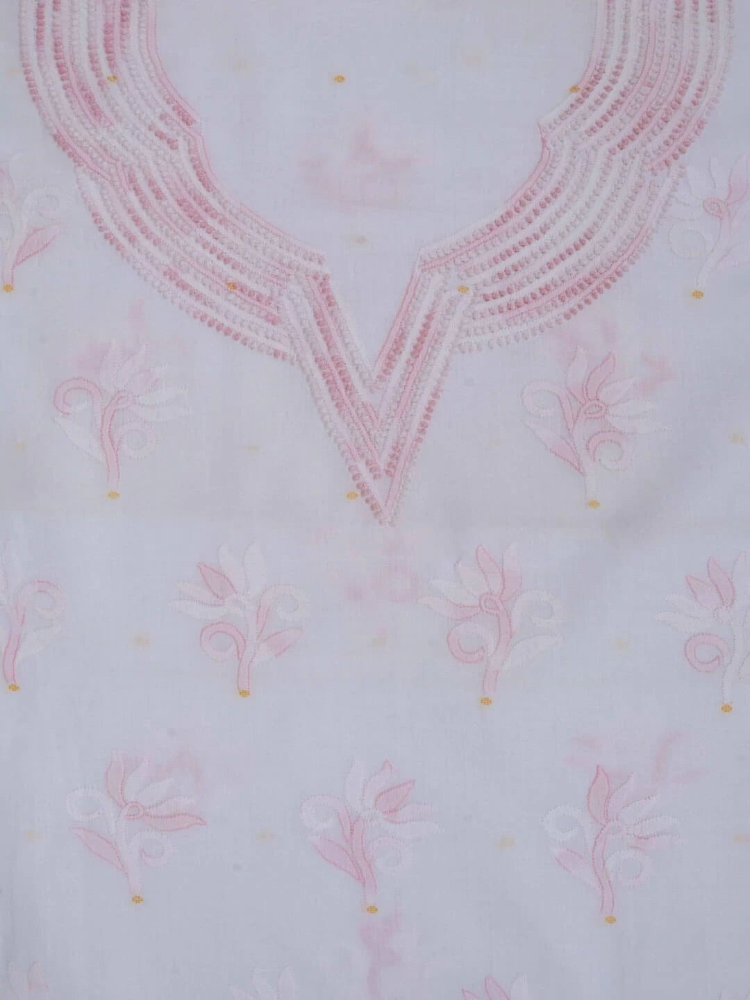 Ada Hand Embroidered White Cotton Lucknowi Chikankari Unstitched Kurta Piece A101197