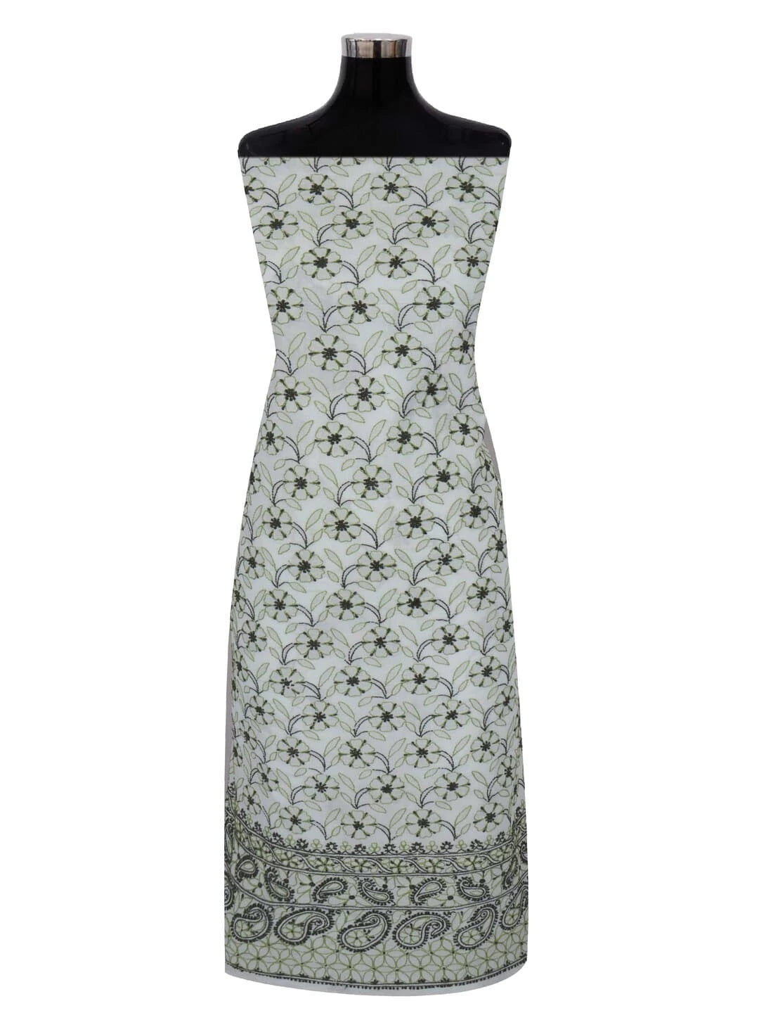 Ada Hand Embroidered Cream Cotton Lucknowi Chikankari Unstitched Kurta Piece 01A211518