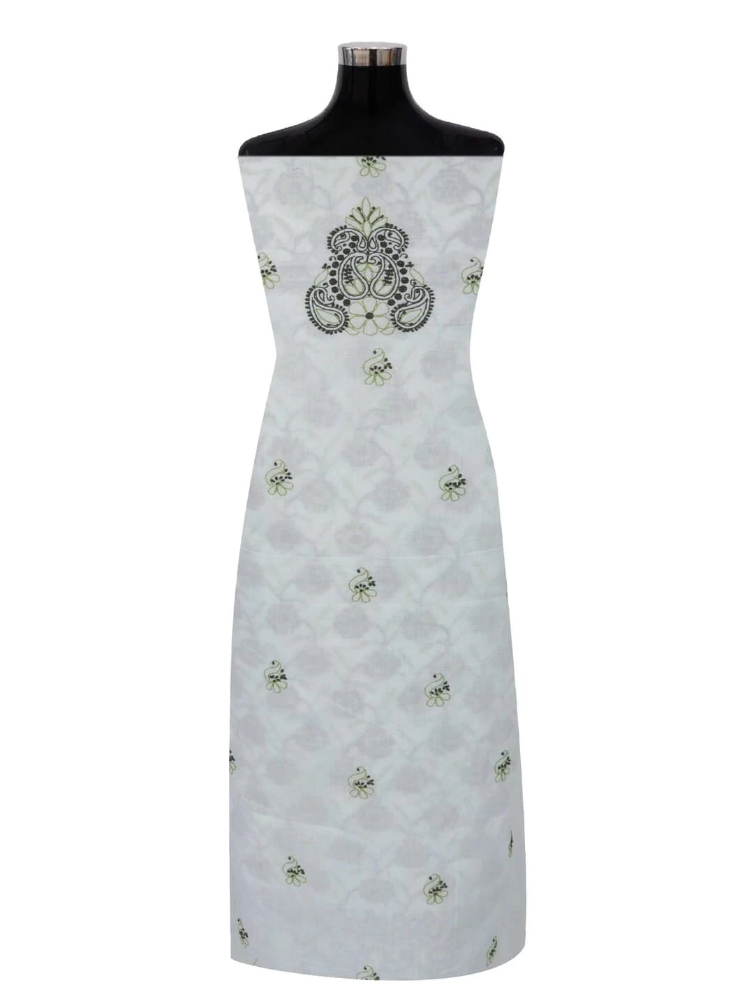 Ada Hand Embroidered Cream Cotton Lucknowi Chikankari Unstitched Kurta Piece 01A211518
