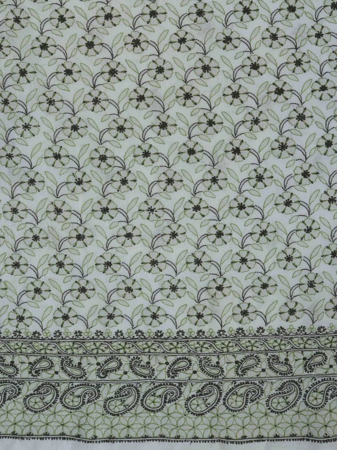 Ada Hand Embroidered Cream Cotton Lucknowi Chikankari Unstitched Kurta Piece 01A211518