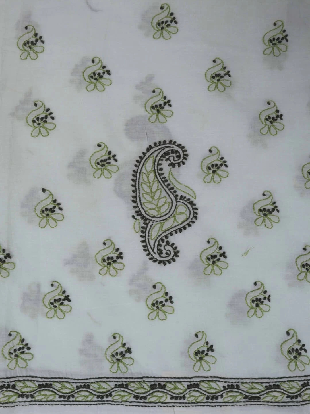 Ada Hand Embroidered Cream Cotton Lucknowi Chikankari Unstitched Kurta Piece 01A211518