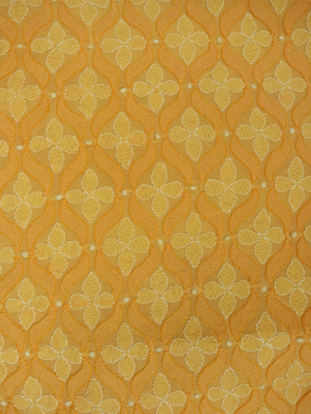 Ada Hand Embroidered Yellow Cotton Lucknowi Chikankari Unstitched Kurta Piece 01A214994