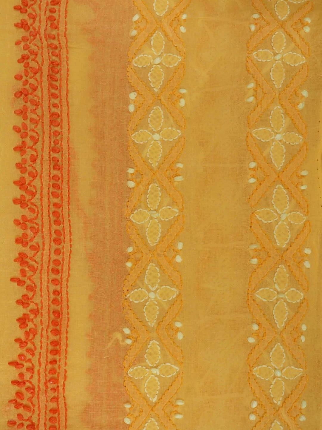 Ada Hand Embroidered Yellow Cotton Lucknowi Chikankari Unstitched Kurta Piece 01A214994