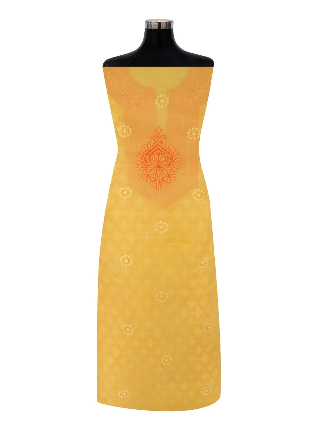 Ada Hand Embroidered Yellow Cotton Lucknowi Chikankari Unstitched Kurta Piece 01A214994