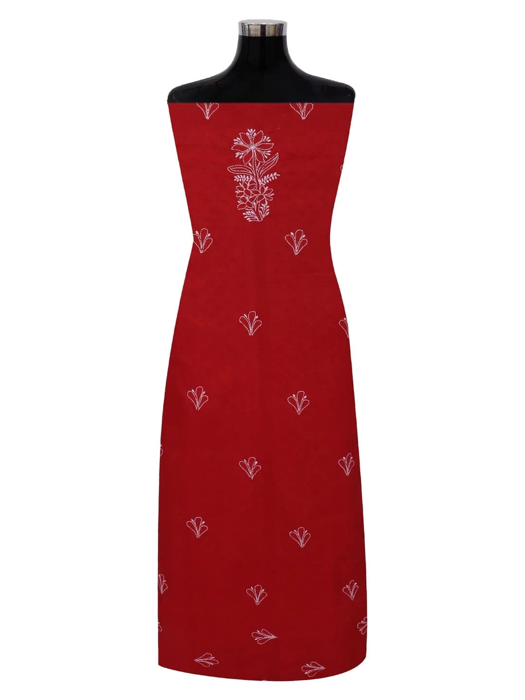 Ada Hand Embroidered Maroon Cotton Lucknowi Chikankari Unstitched Kurta Piece 01A149271