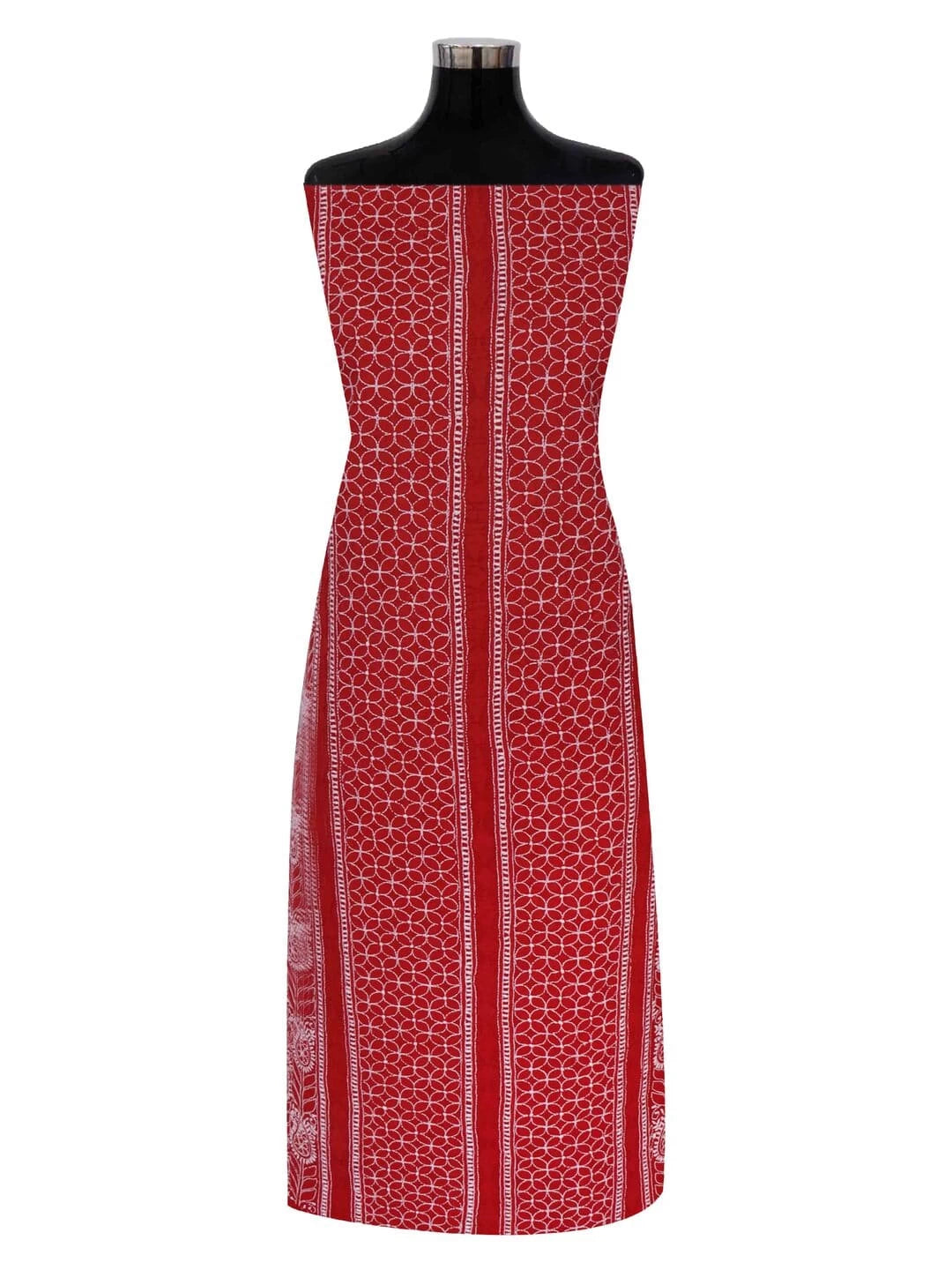Ada Hand Embroidered Maroon Cotton Lucknowi Chikankari Unstitched Kurta Piece 01A149271