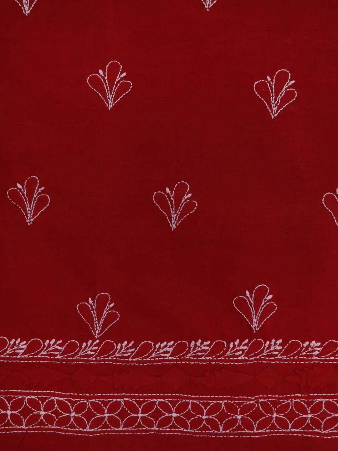 Ada Hand Embroidered Maroon Cotton Lucknowi Chikankari Unstitched Kurta Piece 01A149271