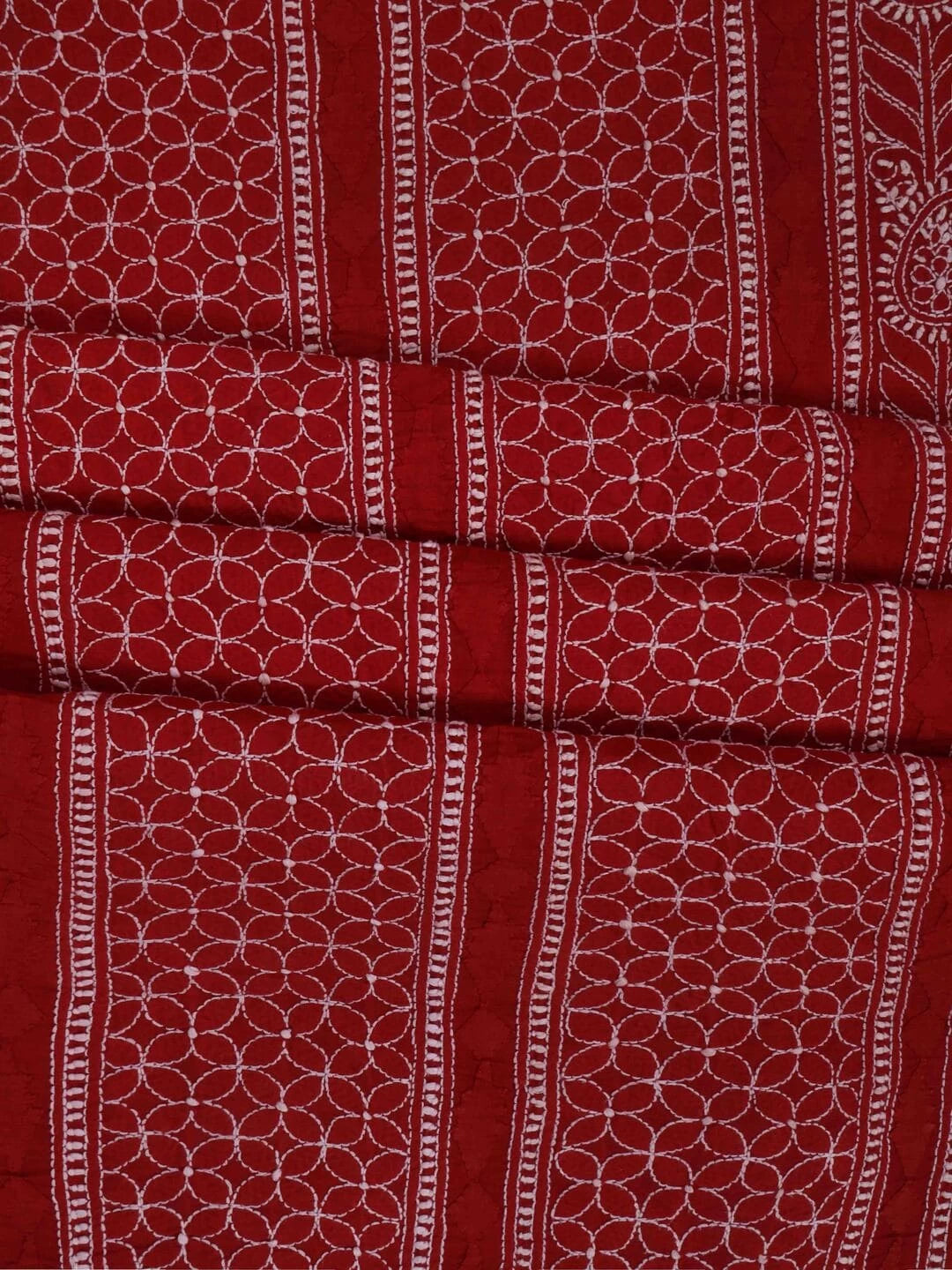 Ada Hand Embroidered Maroon Cotton Lucknowi Chikankari Unstitched Kurta Piece 01A149271