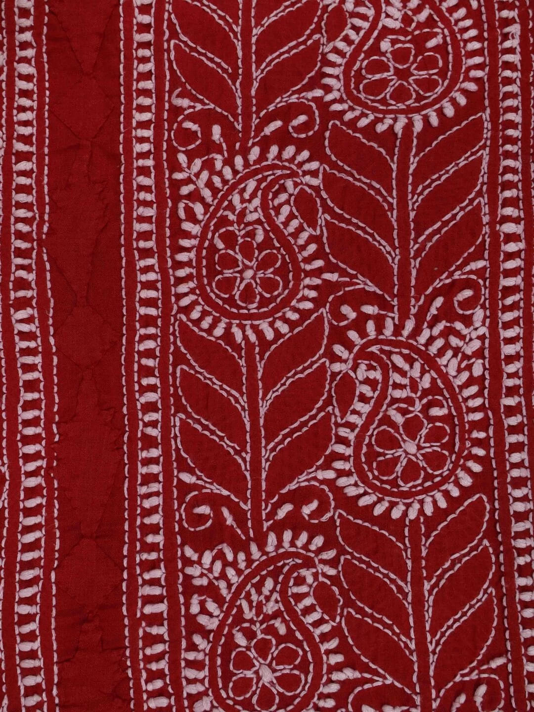 Ada Hand Embroidered Maroon Cotton Lucknowi Chikankari Unstitched Kurta Piece 01A149271