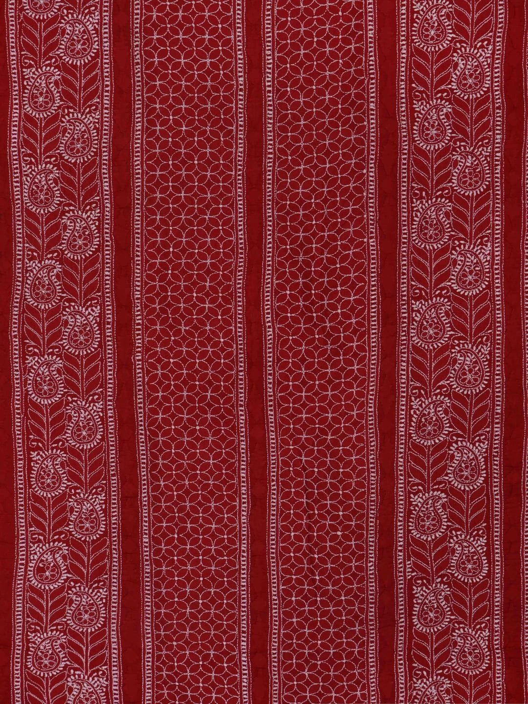 Ada Hand Embroidered Maroon Cotton Lucknowi Chikankari Unstitched Kurta Piece 01A149271