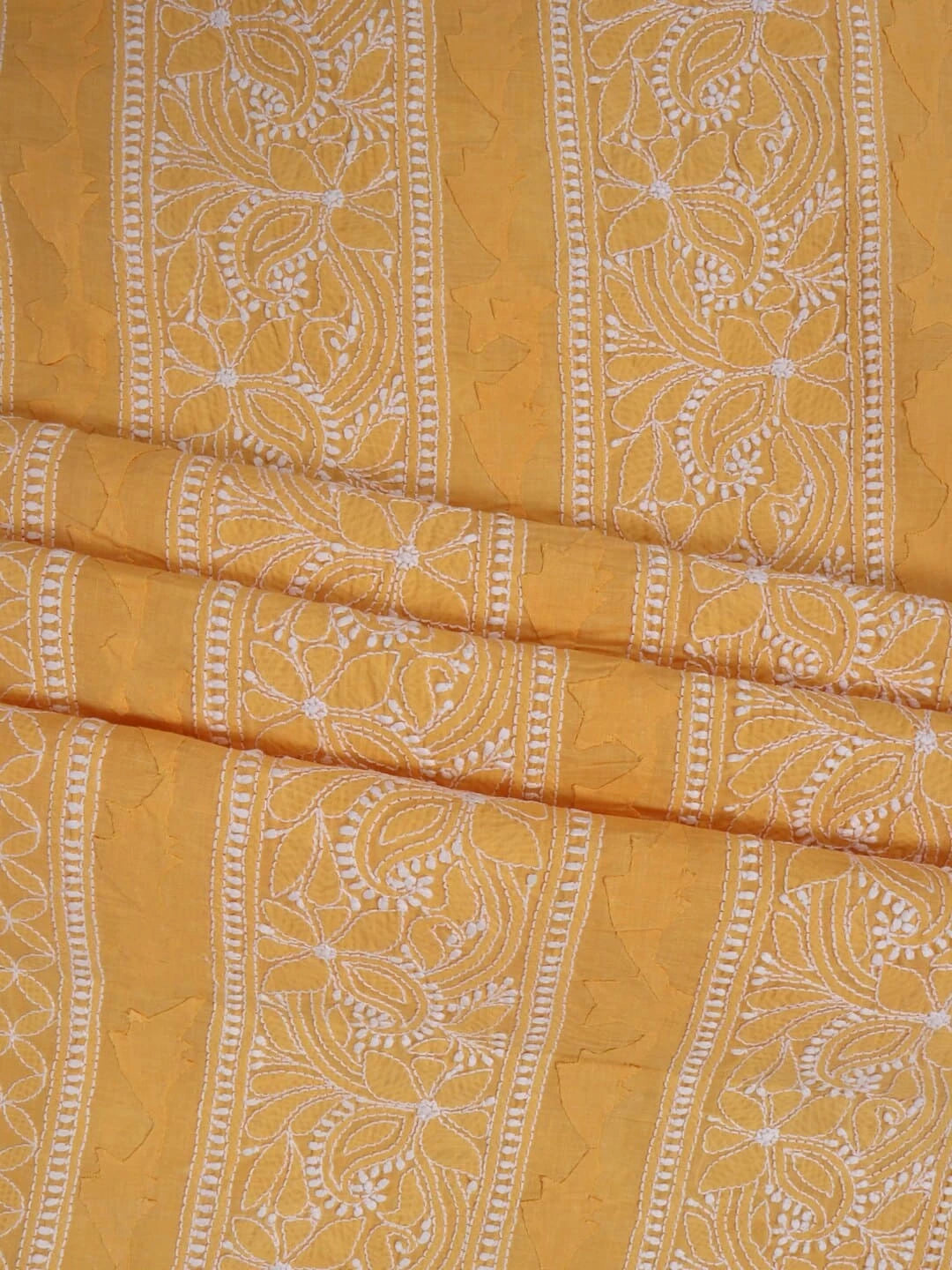 Ada Hand Embroidered Yellow Cotton Lucknowi Chikankari Unstitched Kurta Piece 01A149269