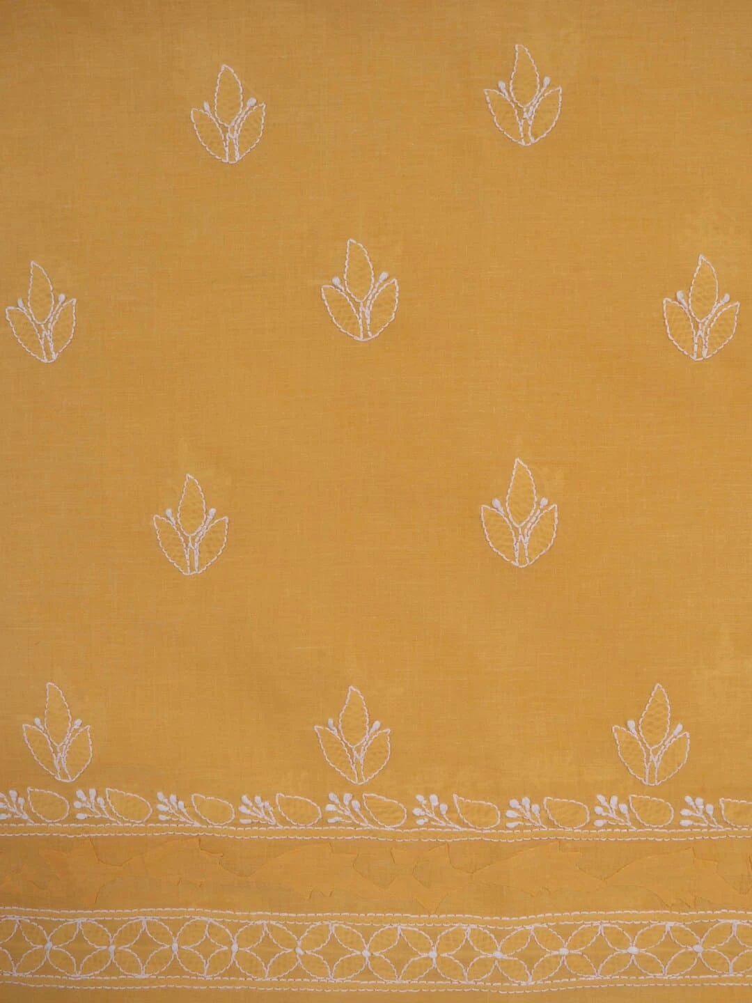 Ada Hand Embroidered Yellow Cotton Lucknowi Chikankari Unstitched Kurta Piece 01A149269