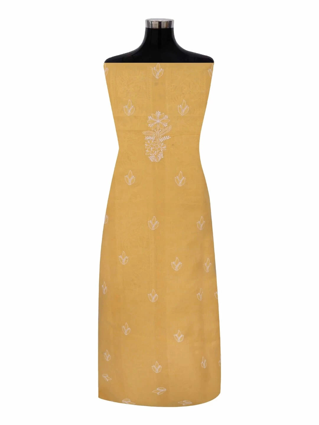 Ada Hand Embroidered Yellow Cotton Lucknowi Chikankari Unstitched Kurta Piece 01A149269