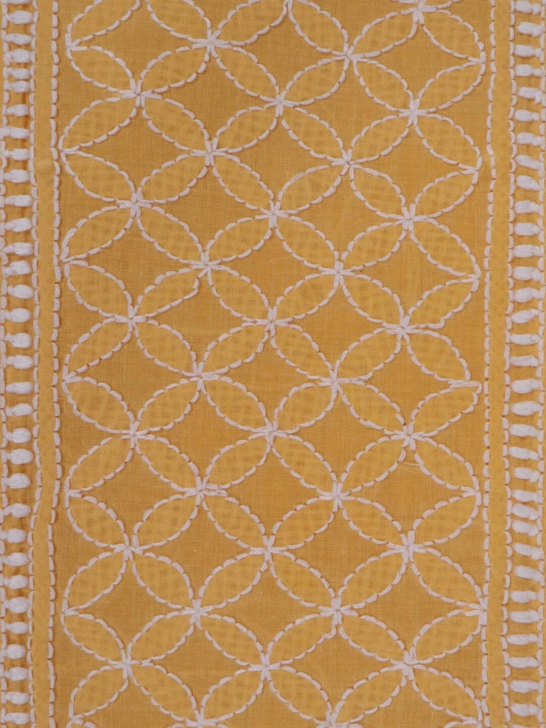 Ada Hand Embroidered Yellow Cotton Lucknowi Chikankari Unstitched Kurta Piece 01A149269
