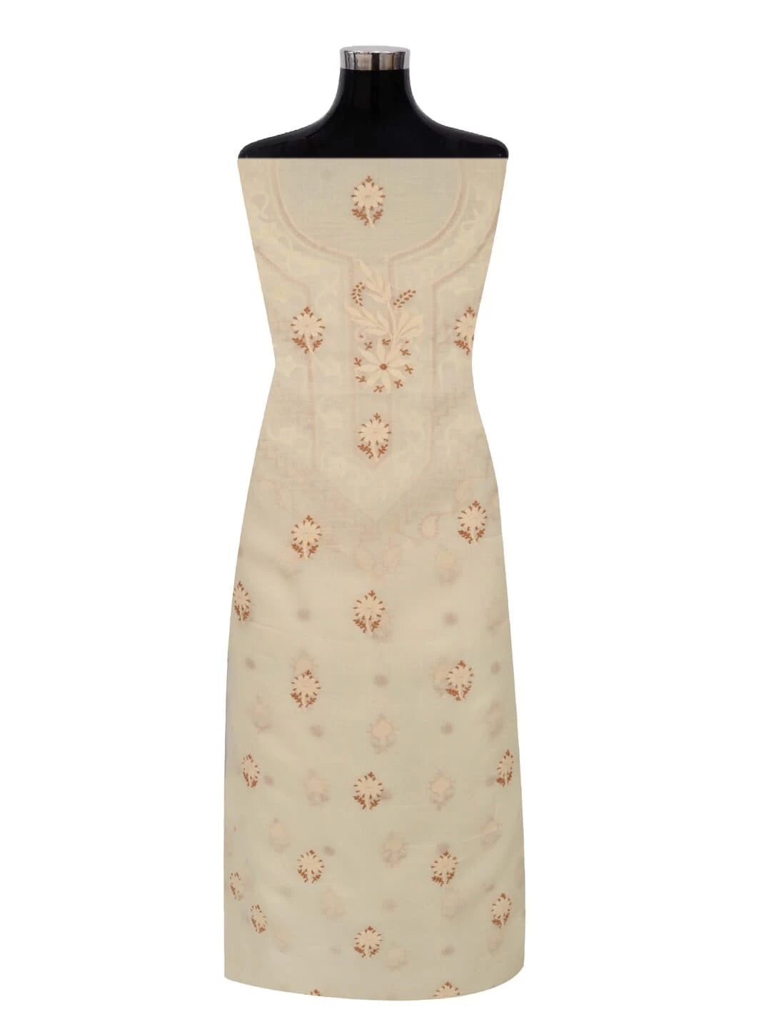 Ada Hand Embroidered Fawn Cotton Lucknowi Chikankari Unstitched Kurta Piece 01A222626