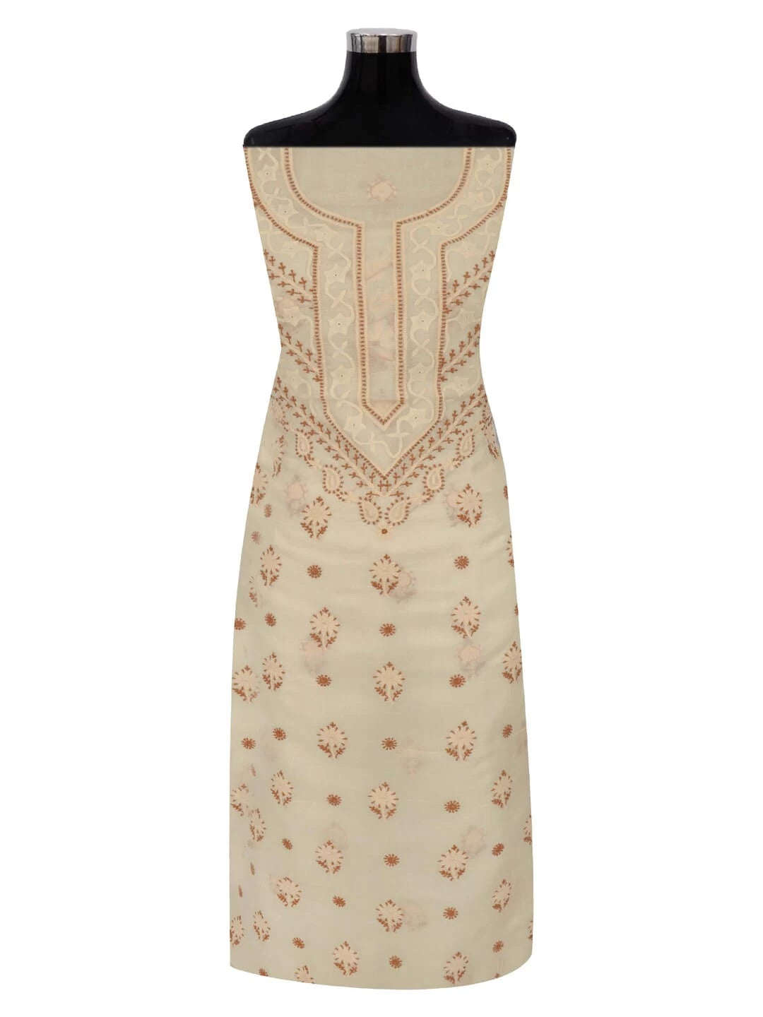 Ada Hand Embroidered Fawn Cotton Lucknowi Chikankari Unstitched Kurta Piece 01A222626