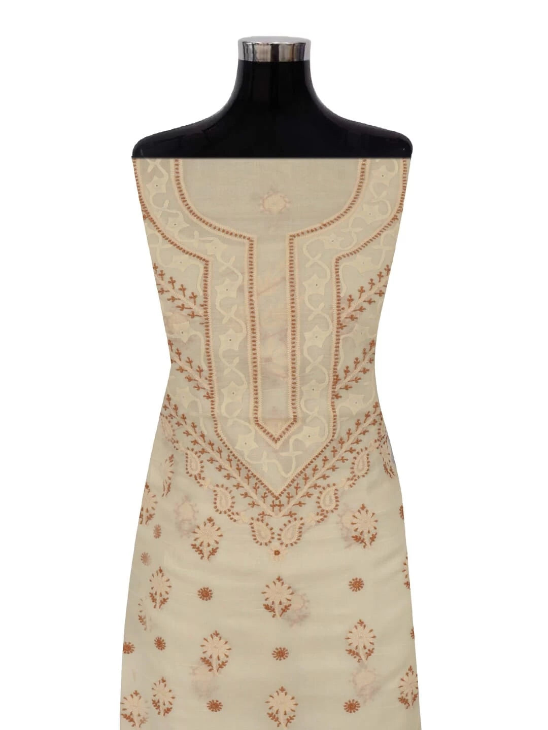 Ada Hand Embroidered Fawn Cotton Lucknowi Chikankari Unstitched Kurta Piece 01A222626