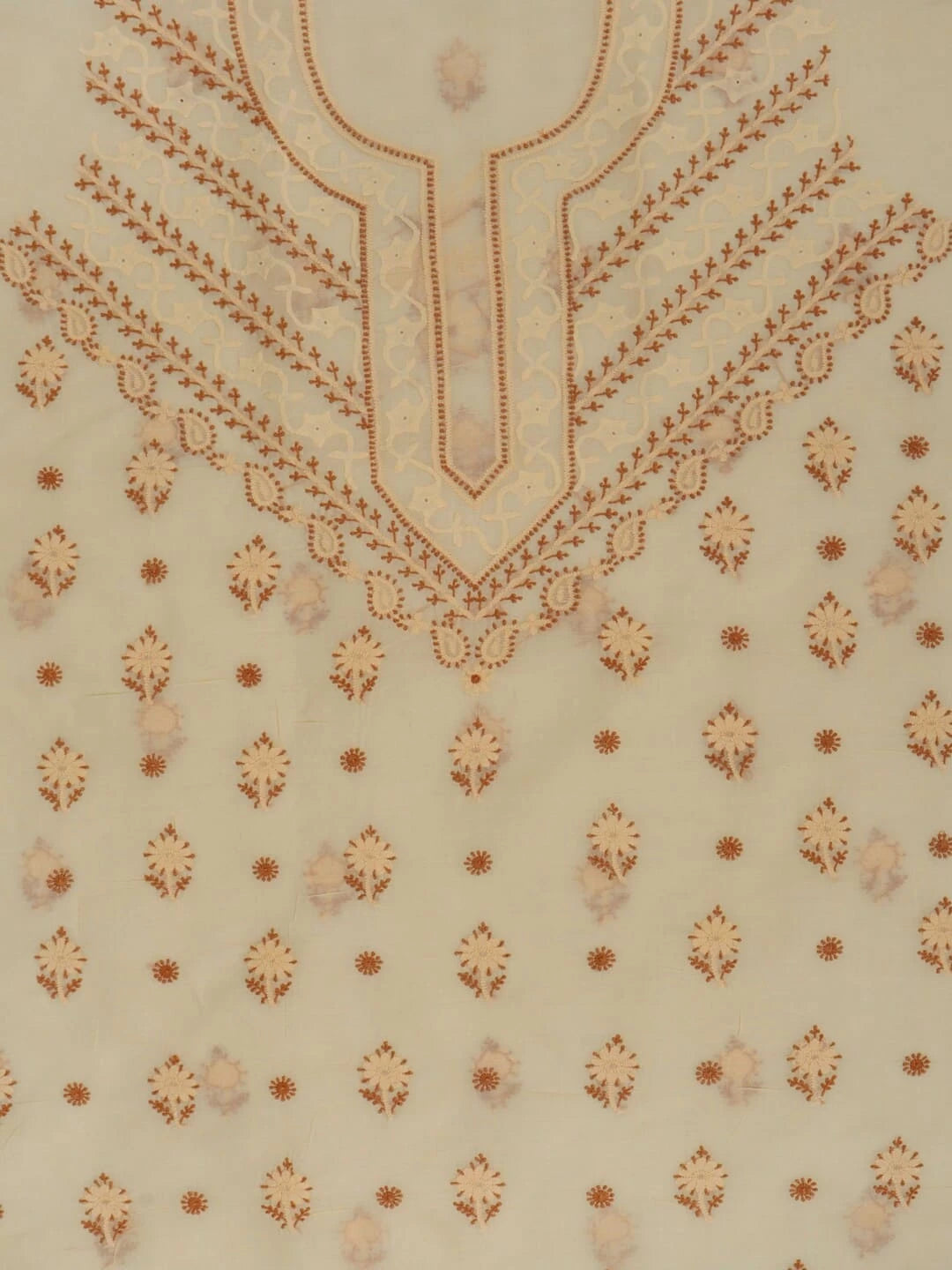 Ada Hand Embroidered Fawn Cotton Lucknowi Chikankari Unstitched Kurta Piece 01A222626