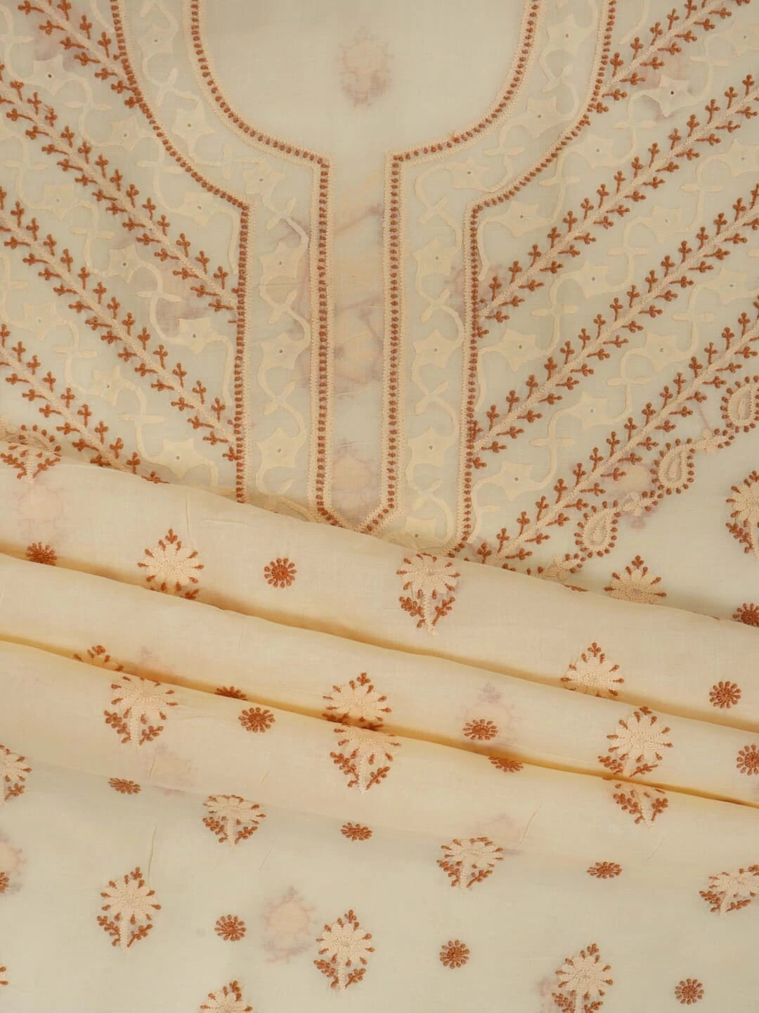 Ada Hand Embroidered Fawn Cotton Lucknowi Chikankari Unstitched Kurta Piece 01A222626